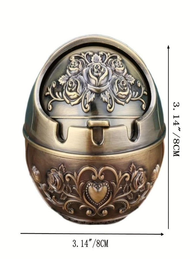 Dratal Windproof Vintage Metal Ashtray Desk Decor with Lid Ashtray for Indoor and Outdoor Use Office Living Room Bedroom Bar Decoration - Image 2